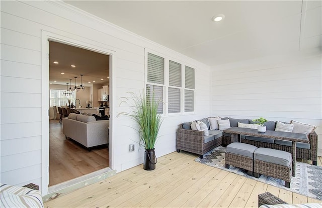 deck featuring an outdoor living space