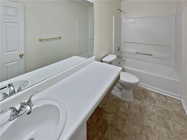 full bathroom with shower / bath combination, toilet, and sink