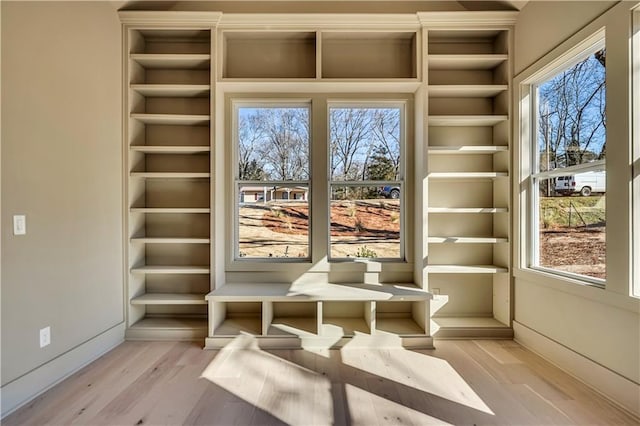 interior space with light hardwood / wood-style flooring