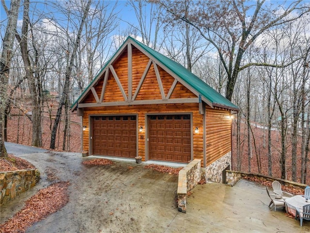 view of garage