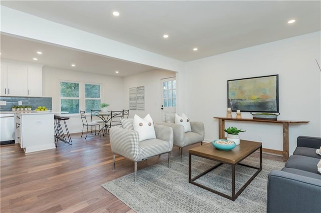 living room featuring light hardwood / wood-style flooring