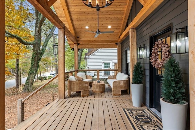 410 Wilkinson Dr SE, Atlanta, GA 30317 - wooden deck featuring a ceiling fan and an outdoor living space