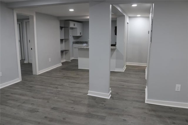 2040 Penelope St NW, Atlanta, GA 30314 - basement with baseboards, dark wood-style floors, and recessed lighting