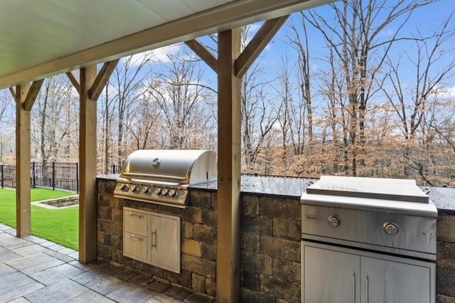 view of patio featuring area for grilling and exterior kitchen