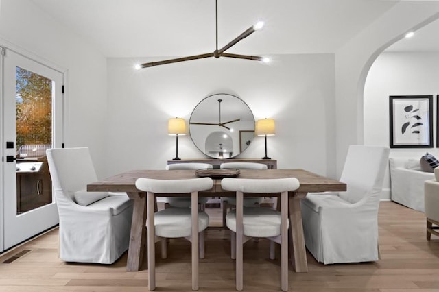 dining room featuring light hardwood / wood-style floors