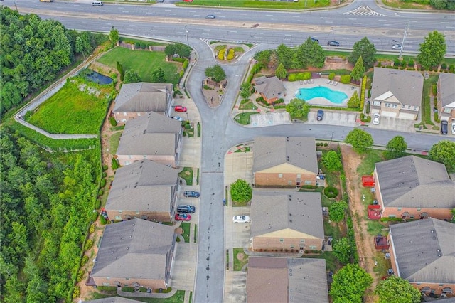 drone / aerial view with a residential view