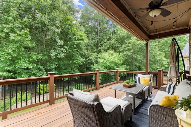 4896 Locklear Way, Marietta, GA 30066 - deck with an outdoor living space and a ceiling fan