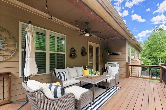 4896 Locklear Way, Marietta, GA 30066 - wooden terrace with outdoor lounge area and ceiling fan