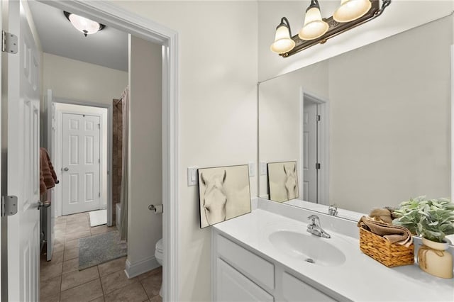 4896 Locklear Way, Marietta, GA 30066 - bathroom with vanity, tile patterned flooring, toilet, and curtained shower