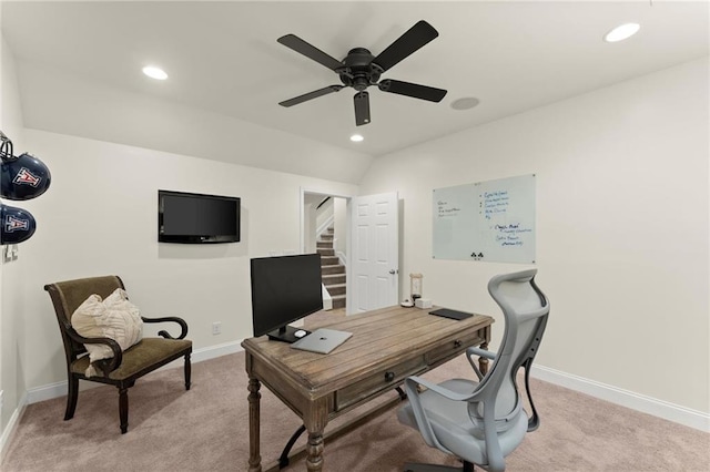 4896 Locklear Way, Marietta, GA 30066 - office with a ceiling fan, light carpet, baseboards, and recessed lighting
