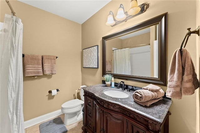 4896 Locklear Way, Marietta, GA 30066 - full bath with toilet, vanity, baseboards, tile patterned floors, and a shower with curtain