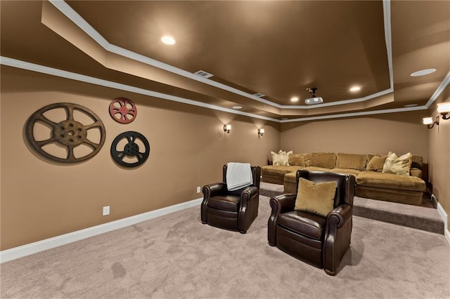 4896 Locklear Way, Marietta, GA 30066 - carpeted cinema with a raised ceiling, crown molding, baseboards, and recessed lighting