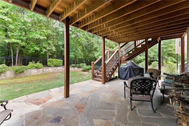 4896 Locklear Way, Marietta, GA 30066 - view of patio / terrace with stairway and grilling area