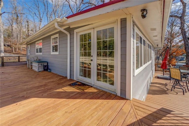 wooden deck with french doors