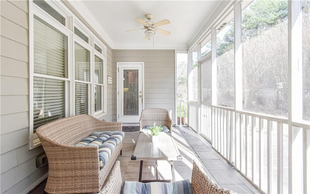 55 Little Barley Ln, Grayson, GA 30017 - sunroom / solarium with a ceiling fan and outdoor lounge area