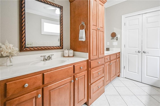 55 Little Barley Ln, Grayson, GA 30017 - full bathroom with crown molding, double vanity, and tile patterned flooring
