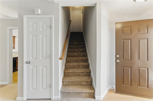 stairs with baseboards