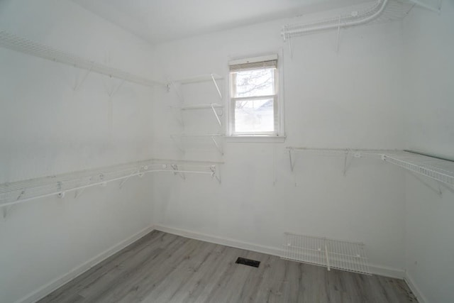 walk in closet featuring light wood finished floors