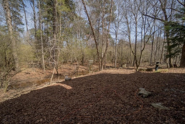 view of yard featuring a view of trees