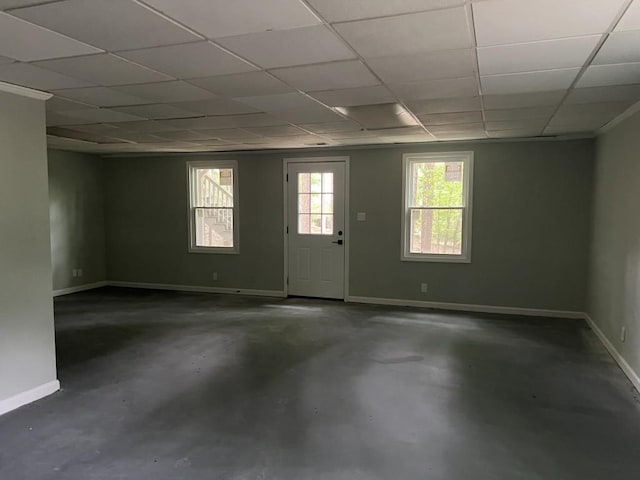730 Redlion Run, Alpharetta, GA 30022 - spare room featuring concrete flooring, baseboards, and a paneled ceiling