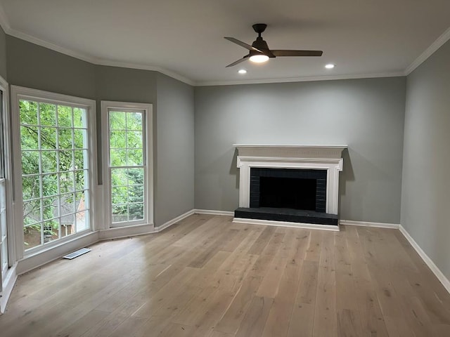 730 Redlion Run, Alpharetta, GA 30022 - unfurnished living room with wood finished floors, baseboards, healthy amount of natural light, crown molding, and recessed lighting