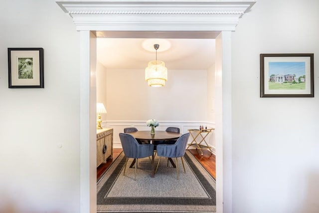 dining area featuring wood-type flooring