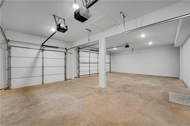 garage with a garage door opener