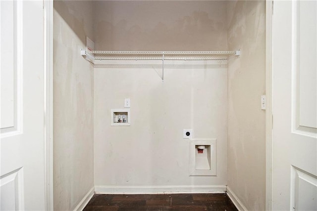 laundry area with hookup for a washing machine, dark hardwood / wood-style floors, and hookup for an electric dryer