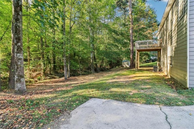 view of yard featuring a deck
