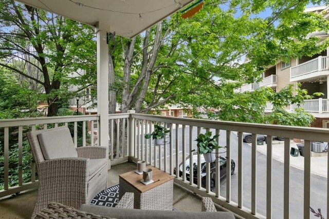 balcony with central air condition unit