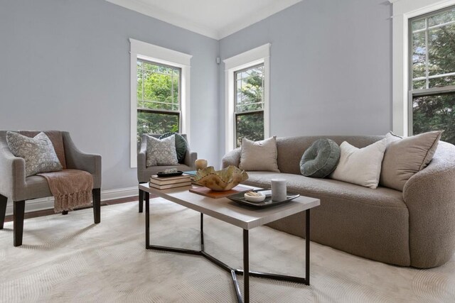 living area with baseboards