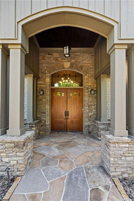 1447 Travis Smith Rd, Clarkesville, GA 30523 - doorway to property with stone siding