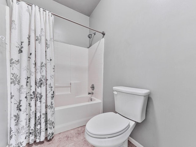 5090 Eubanks Rd, Woodstock, GA 30188 - full bathroom featuring shower / bath combo with shower curtain, toilet, and tile patterned flooring