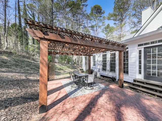 5090 Eubanks Rd, Woodstock, GA 30188 - view of patio / terrace with a pergola, outdoor dining space, and entry steps
