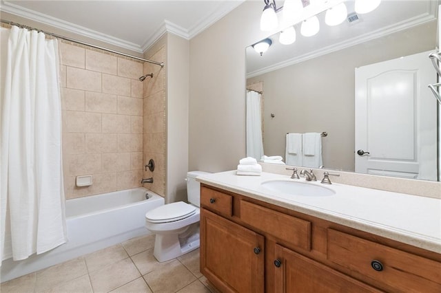 6191 Talmadge Run, Acworth, GA 30101 - full bathroom with visible vents, tile patterned flooring, vanity, toilet, and ornamental molding