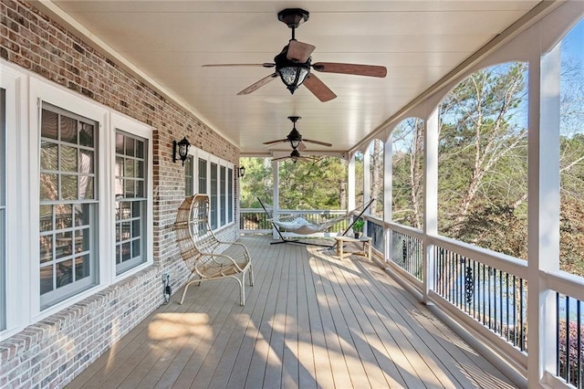 6191 Talmadge Run, Acworth, GA 30101 - deck featuring a porch and a ceiling fan