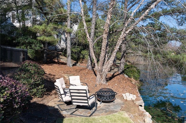 6191 Talmadge Run, Acworth, GA 30101 - view of yard featuring a patio, an outdoor fire pit, and fence