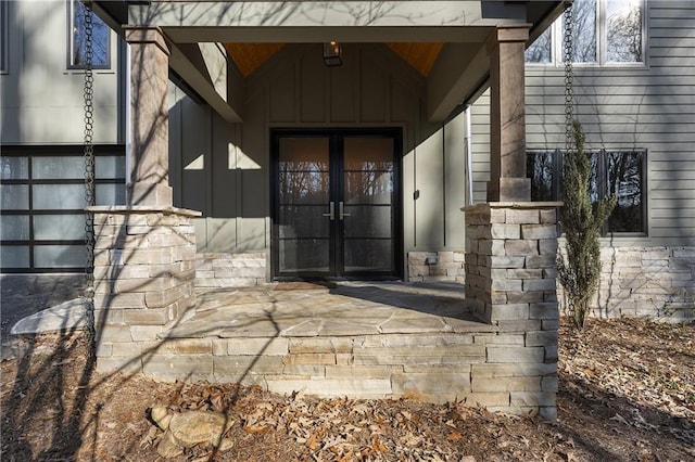 doorway to property with french doors