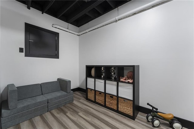 living room with hardwood / wood-style flooring