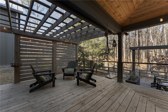 wooden terrace featuring a pergola