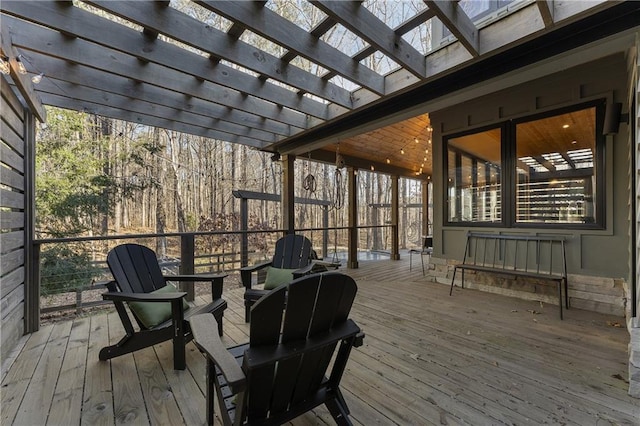 wooden terrace featuring a pergola