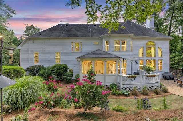 452 Brushstroke Ct SE, Marietta, GA 30067 - rear view of property with a deck and a chimney