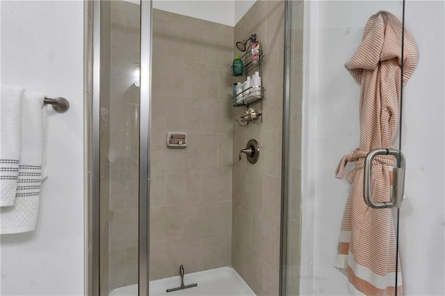 bathroom with a shower stall