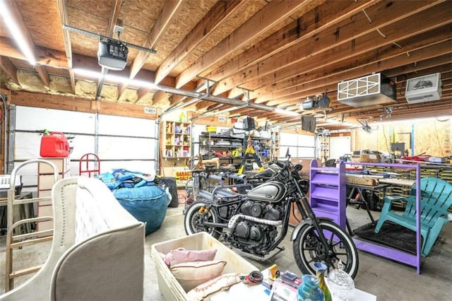 garage with a garage door opener