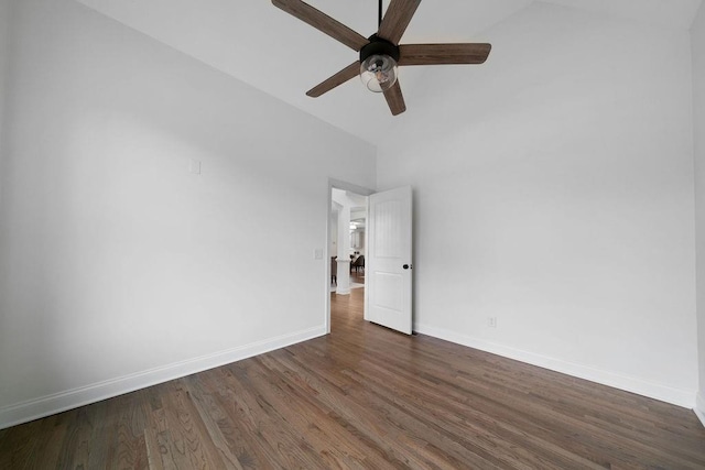 empty room featuring dark hardwood / wood-style floors and ceiling fan