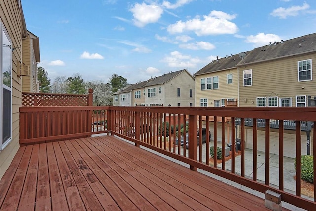 deck with a residential view