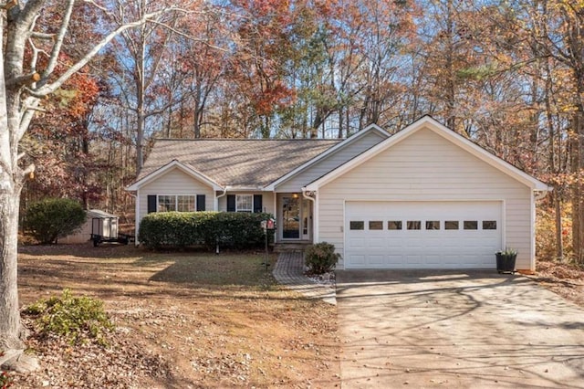 single story home with a garage