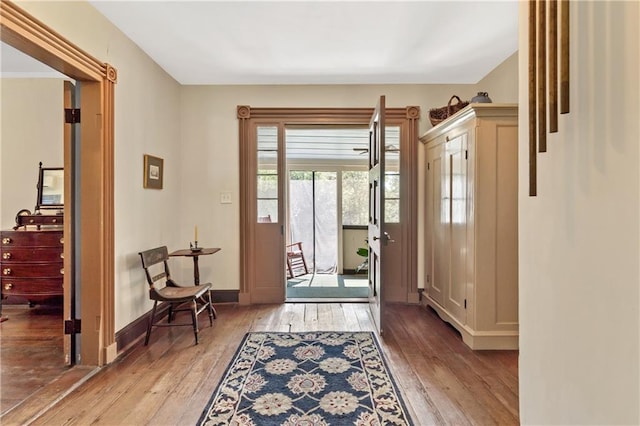 entryway featuring hardwood / wood-style flooring