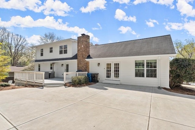 385 Jayne Ellen Way, Alpharetta, GA 30009 - rear view of house featuring french doors, a chimney, and a deck