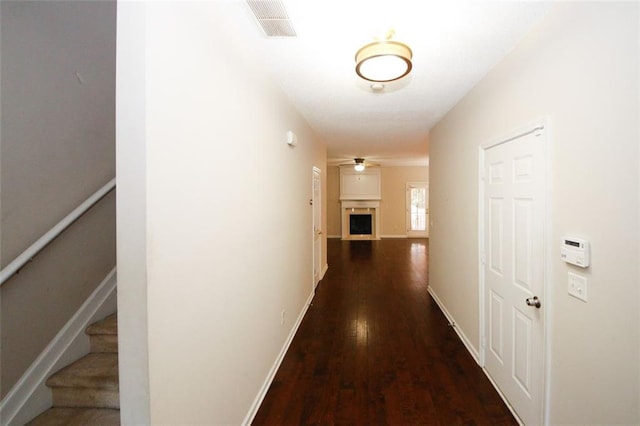 hallway featuring dark hardwood / wood-style floors